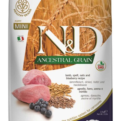 ND Ancestral Grain Tahıllı Kuzu Eti ve Yaban Mersinli Küçük Irk Yavru Köpek Maması 2,5kg