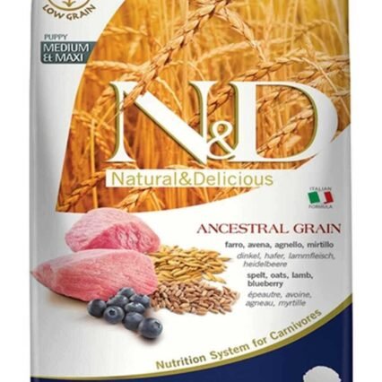 ND Ancestral Grain Düşük Tahıllı Kuzu Eti ve Yaban Mersinli Orta ve Büyük Irk Yavru Köpek Maması 12kg