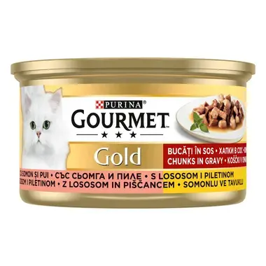 Gourmet Gold Somon ve Tavuk Parçalı Soslu Yaş Kedi Maması