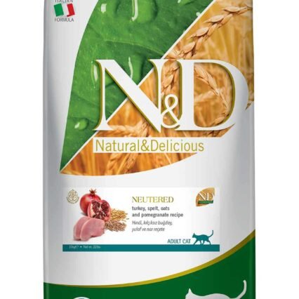 ND Düşük Tahıllı Hindi Eti ve Narlı Kısırlaştırılmış Kedi Maması 10kg