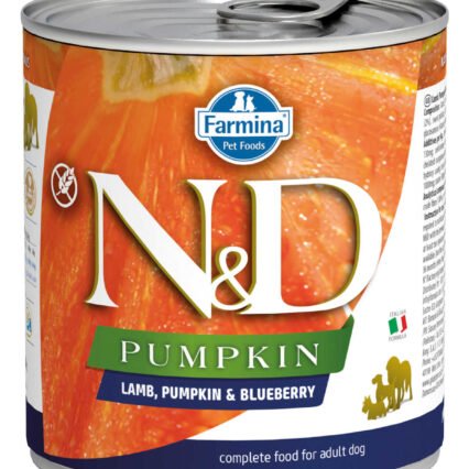 ND Pumpkin Tahılsız Kuzu Eti Balkabağı ve Yaban Mersinli Yetişkin Köpek Konservesi 285gr