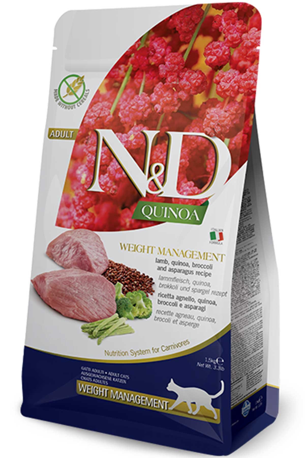 ND Quinoa Tahılsız Kilo Kontrollü Kuzulu Kedi Maması 1,5kg