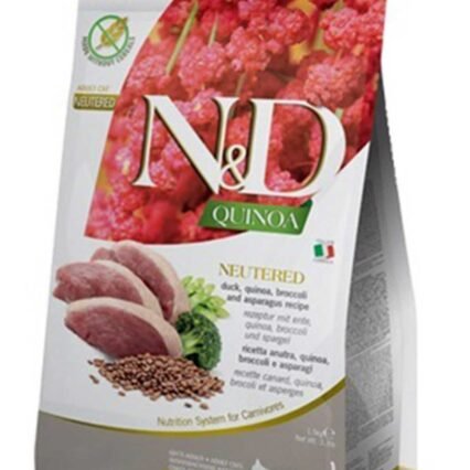 ND Quinoa Ördek Brokoli ve Kuşkonmazlı Kısırlaştırılmış Kedi Maması 5kg