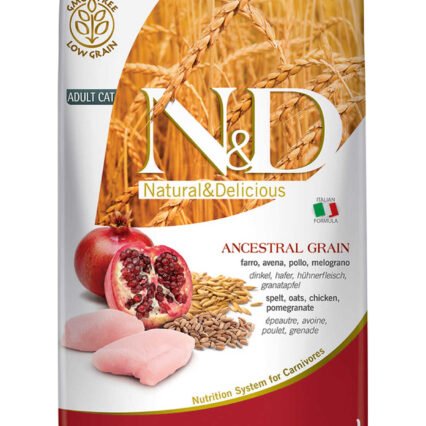 ND Ancestral Grain Düşük Tahıllı Tavuk ve Narlı Yetişkin Kedi Maması 5kg