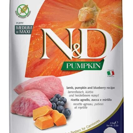 ND Pumpkin Tahılsız Kuzu Etli Balkabağı ve Yaban Mersinli Orta ve Büyük Irk Yavru Köpek Maması 2,5kg