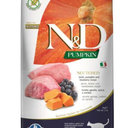 ND Pumpkin Tahılsız Kuzu Eti ve Yaban Mersinli Kısırlaştırılmış Kedi Maması 5kg