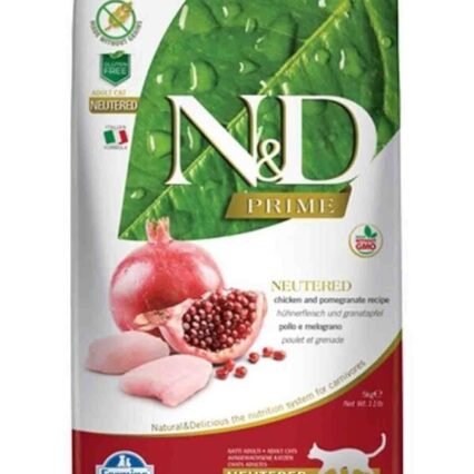 ND Prime Tahılsız Tavuk ve Narlı Kısırlaştırılmış Kedi Maması 10kg