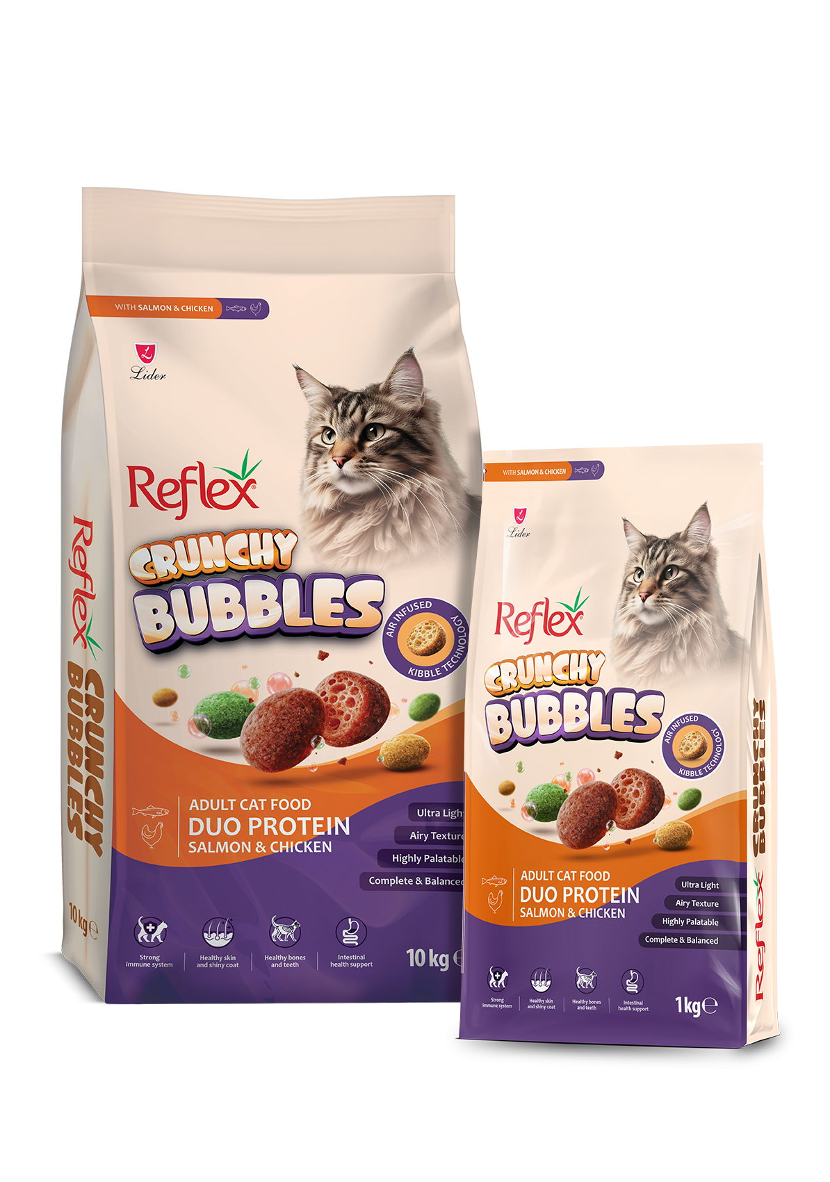 Reflex Crunchy Bubble Duo Protein Yetişkin Somonlu ve Tavuklu Kedi Kuru Maması