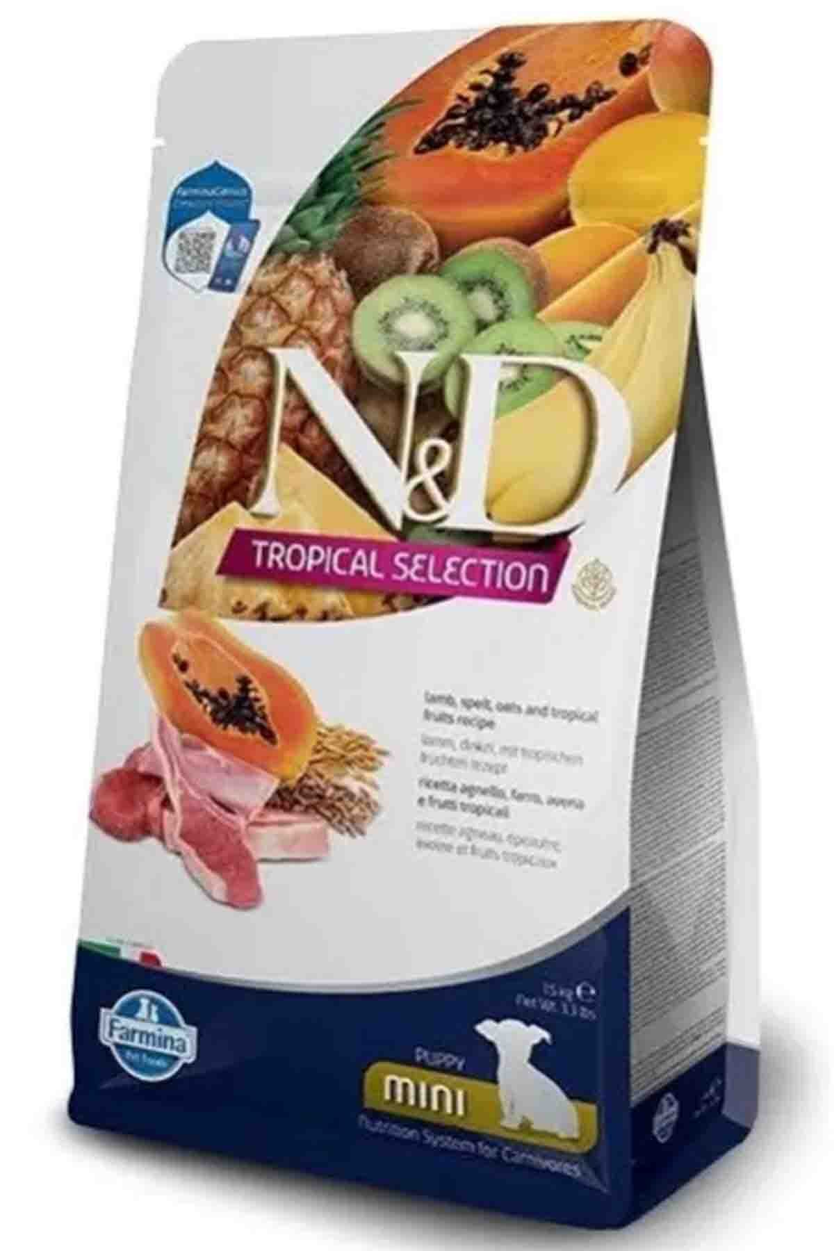 ND Tropical Selection Kuzu Etli ve Tropikal Meyveli Mini Irk Yavru Köpek Maması 1,5kg