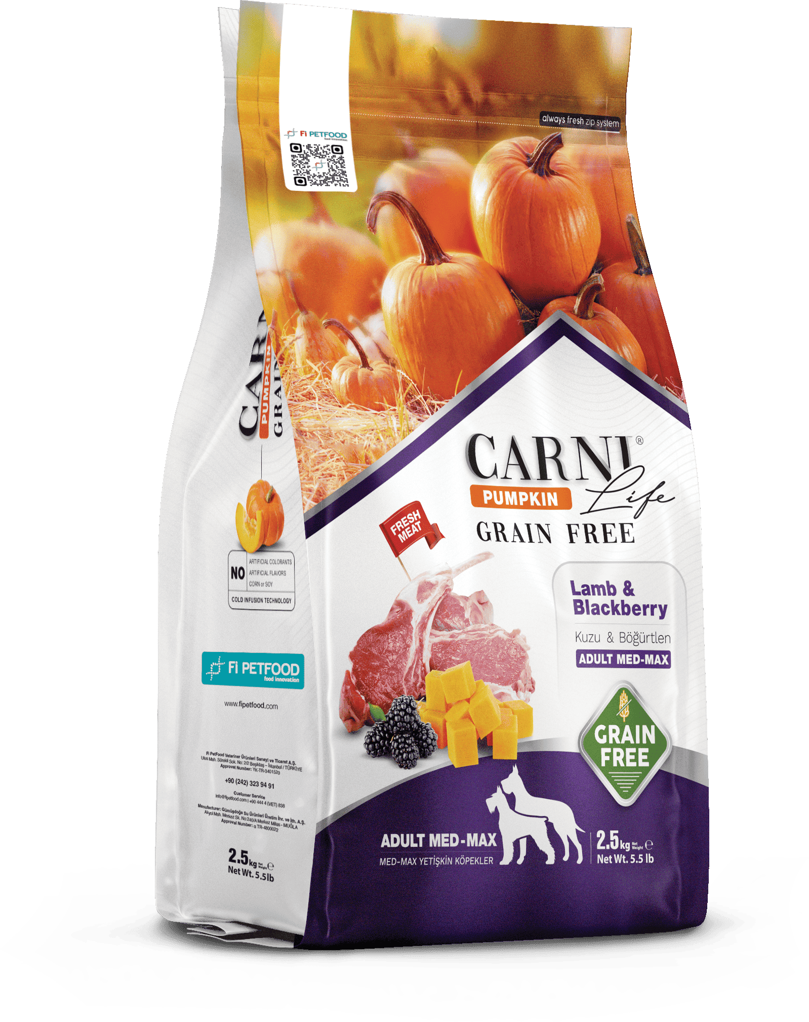 Carni Life Pumpkin Tahılsız Kuzu&Böğürtlen Medium&Maxi Yetişkin Köpek Kuru Maması