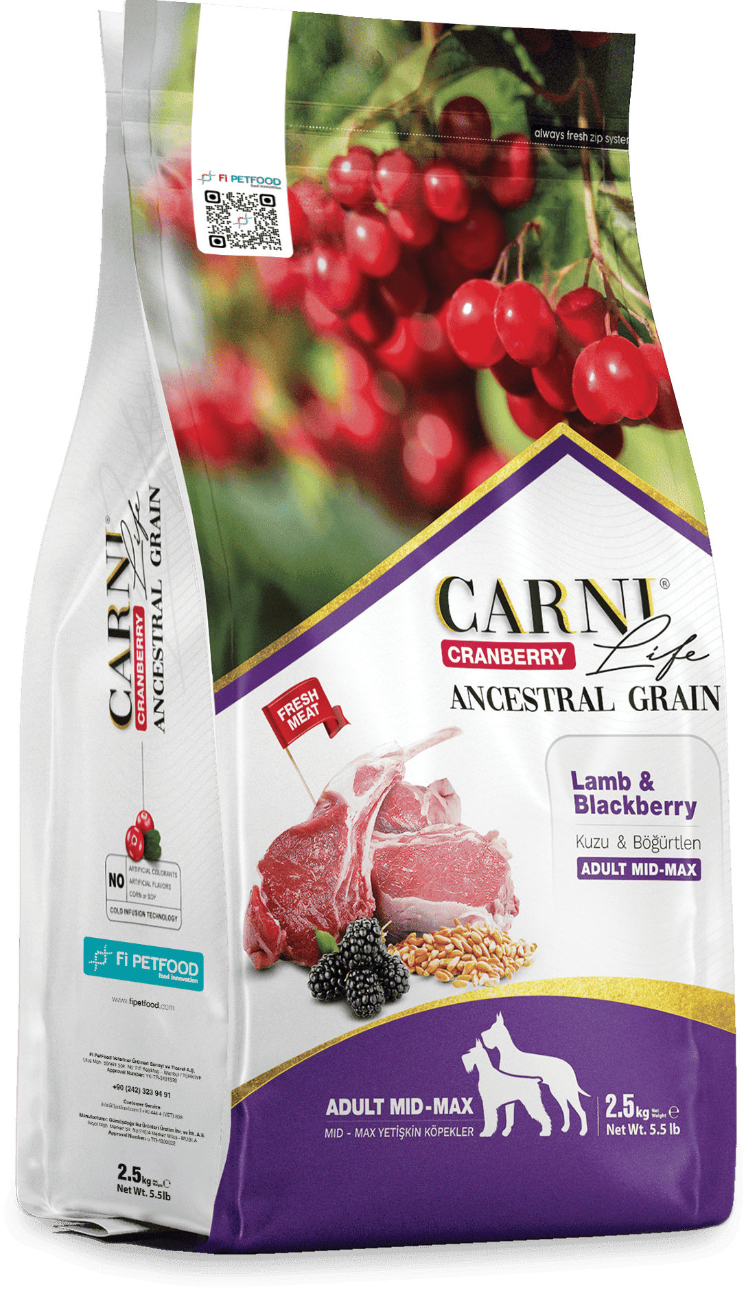 Carni Life Cranberry Ancestral Grain Kuzu&Böğürtlen Medium&Maxi Yetişkin Köpek Kuru Maması