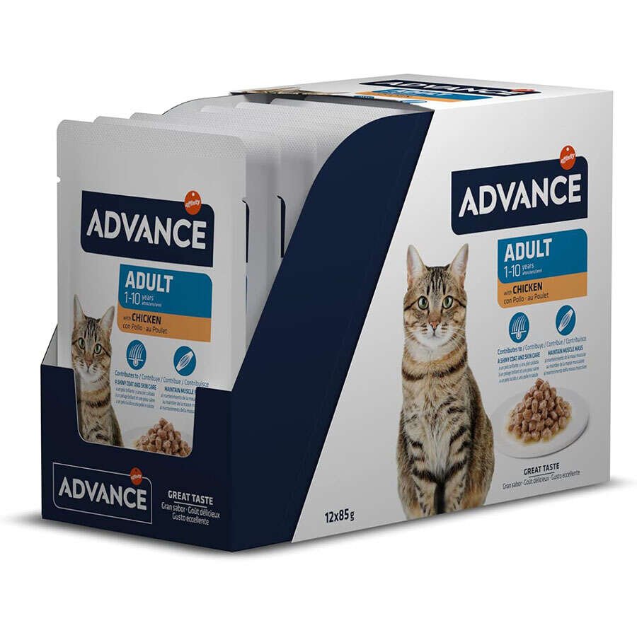 Advance Adult Chicken Tavuk Etli Kedi Yaş Maması 85 Gr x 12 Adet
