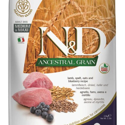 ND Ancestral Grain Düşük Tahıllı Kuzu Eli ve Yaban Mersinli Orta ve Büyük Irk Yetişkin Köpek Maması 2,5kg