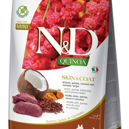 ND Quinoa Skin&Coat Tahılsız Geyik Eti ve Hindistan Cevizli Küçük Irk Yetişkin Köpek Maması 2,5kg