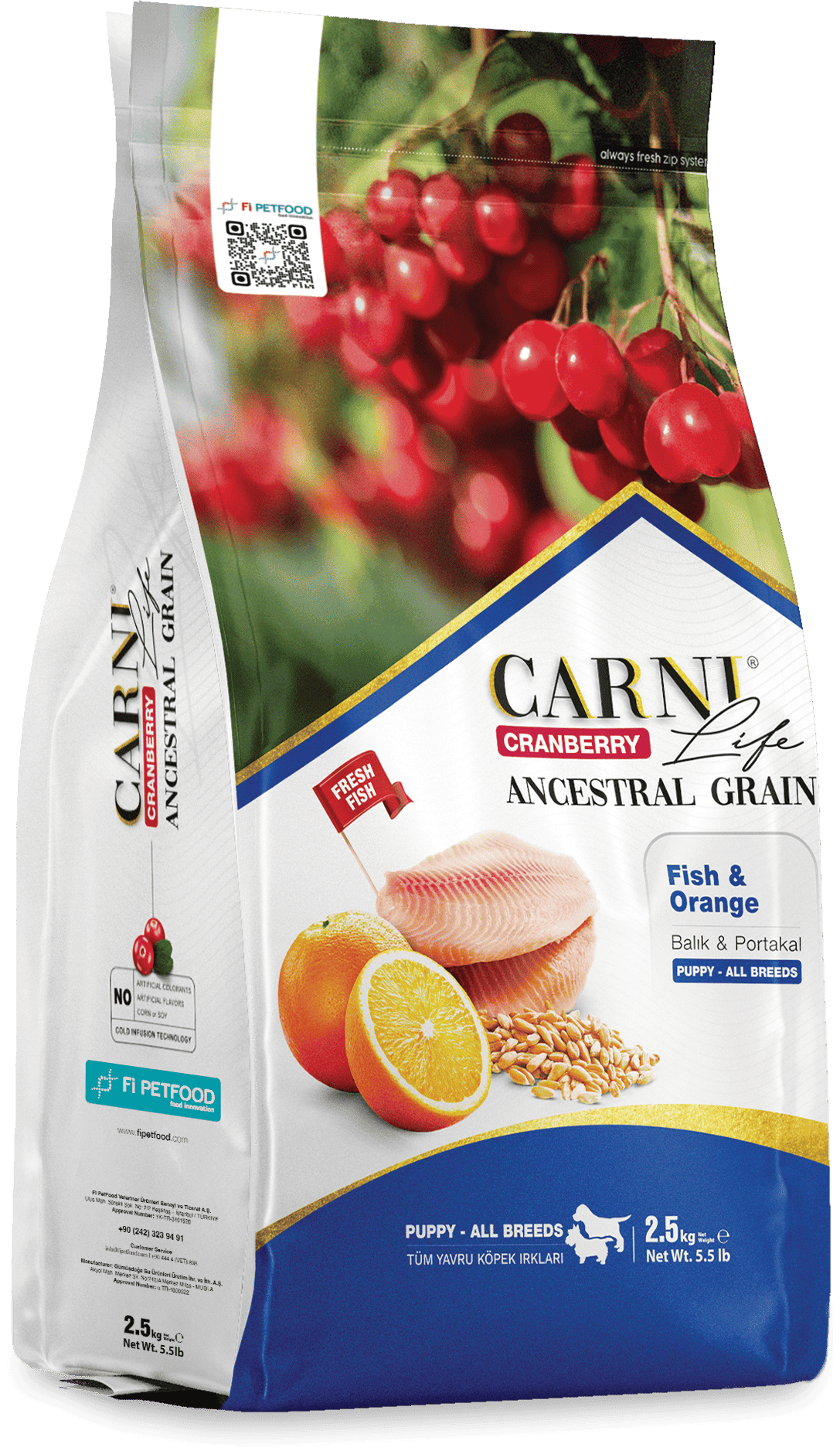 Carni Life Cranberry Ancestral Grain Balık&Portakal Puppy Tüm Irklar için Köpek Kuru Maması