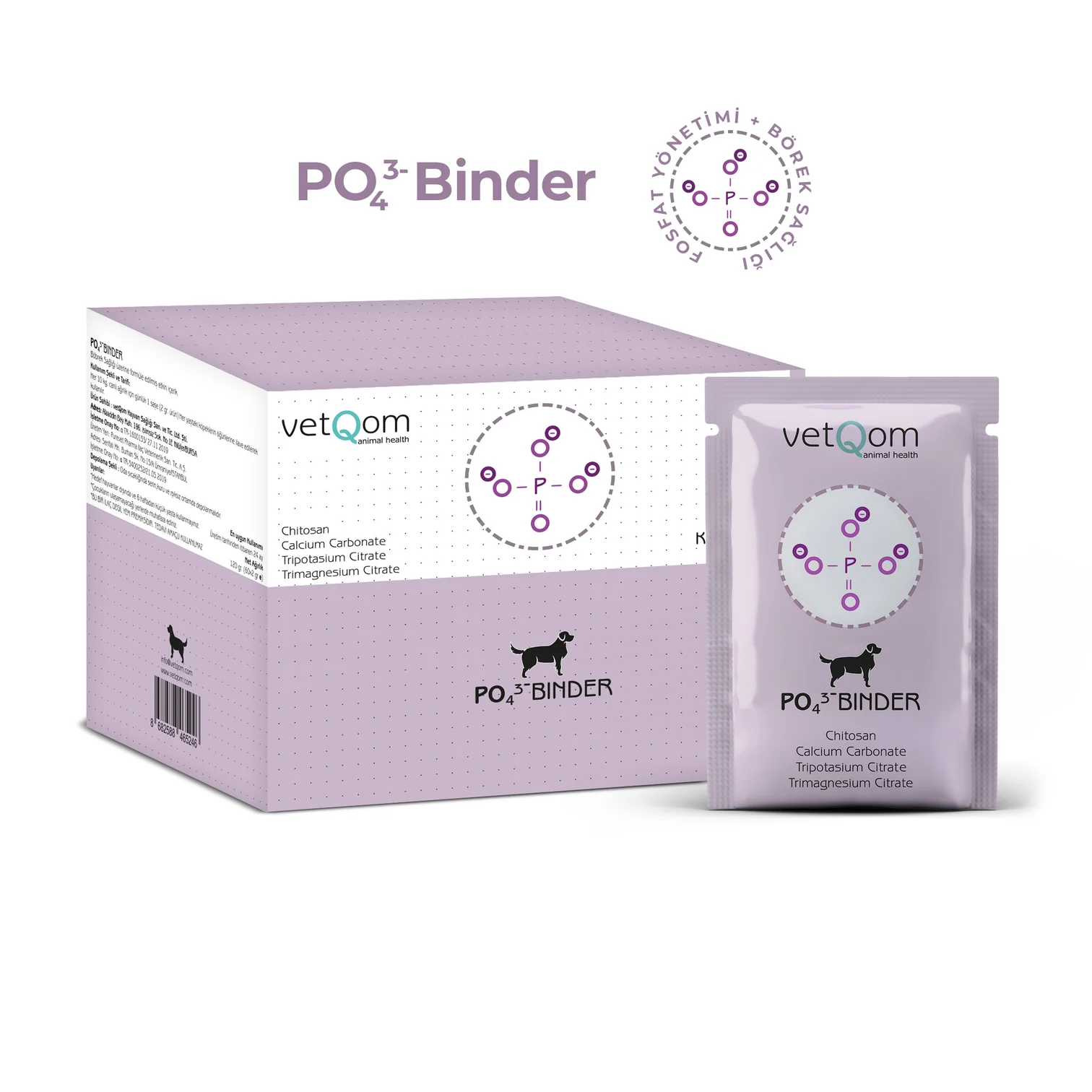 VetQom Köpek PO Binder – Fosfat Yönetimi – Böbrek Sağlığı
