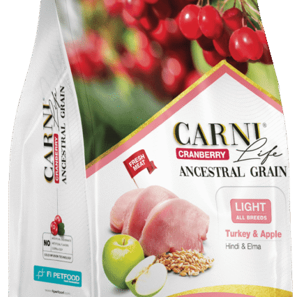 Carni Life Cranberry Ancestral Grain Hindi&Elma Yetişkin Light Tüm Irklar için Köpek Kuru Maması