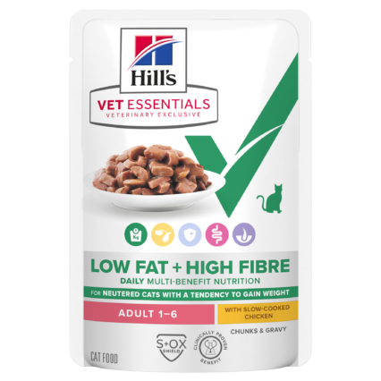 Hill's VET ESSENTIALS Multi-Benefit + Low Fat+High Fibre Yetişkin Yavaş Pişirilmiş Kedi Pouch