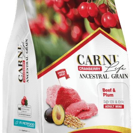 Carni Life Cranberry Ancestral Grain Sığır&Erik Yetişkin Mini Köpek Kuru Maması