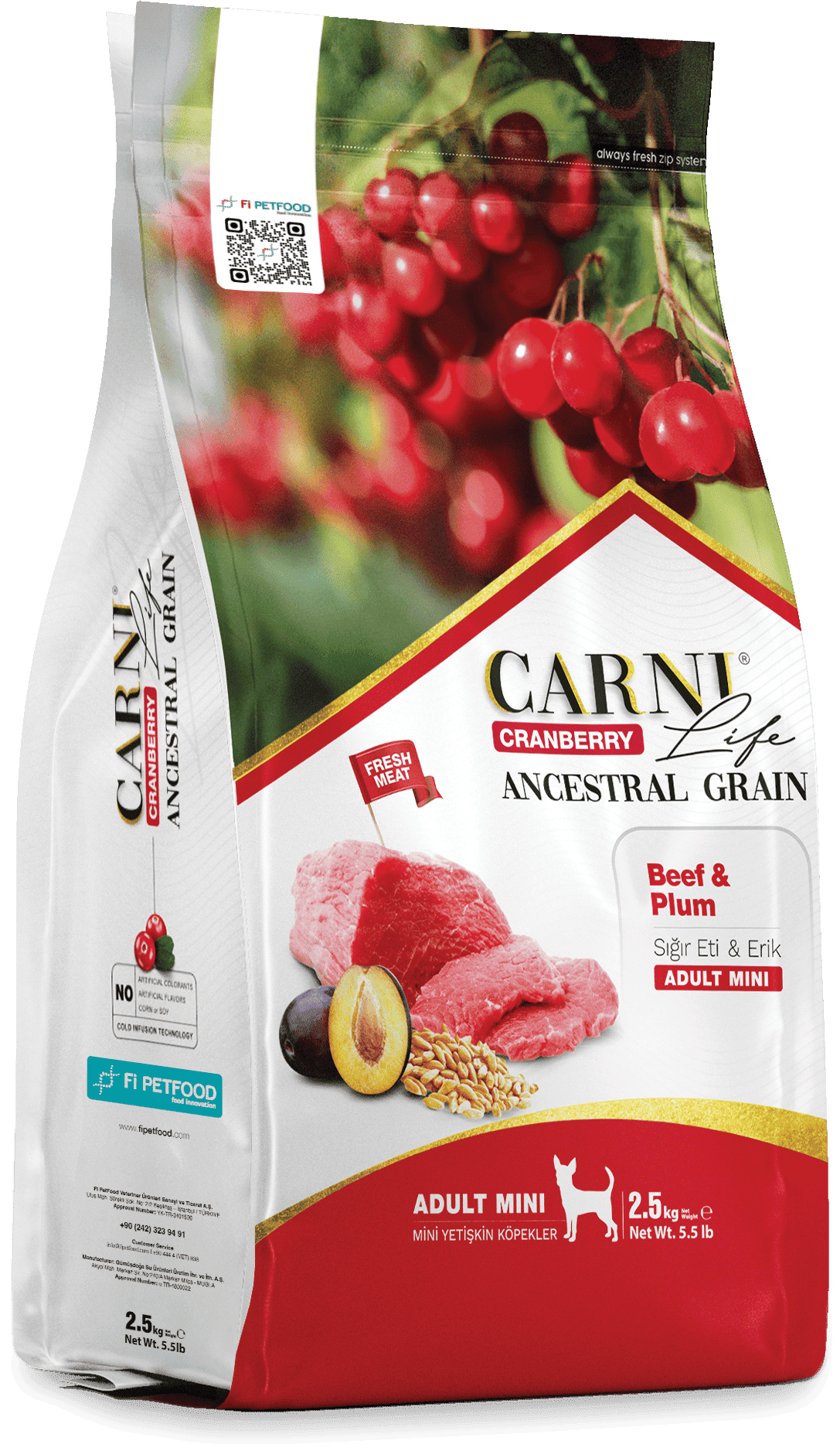Carni Life Cranberry Ancestral Grain Sığır&Erik Yetişkin Mini Köpek Kuru Maması