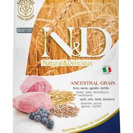 ND Ancestral Grain Düşük Tahıllı Kuzu Eti ve Yaban Mersinli Yetişkin Kedi Maması 5kg