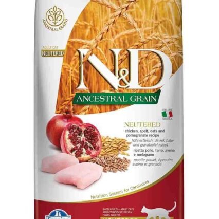 ND Ancestral Grain Düşük Tahıllı Tavuk ve Narlı Kısırlaştırılmış Kedi Maması 10kg