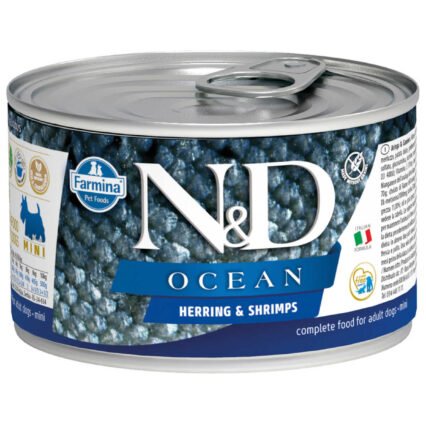 ND Ocean Tahılsız Ringa Balığı Ringa Balığı ve Karidesli Yetişkin Köpek Konservesi 140gr