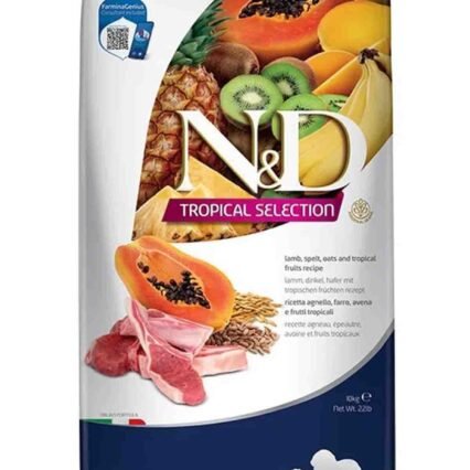 ND Tropical Selection Kuzu Etli ve Tropikal Meyveli Orta ve Büyük Irk Yetişkin Köpek Maması 10kg