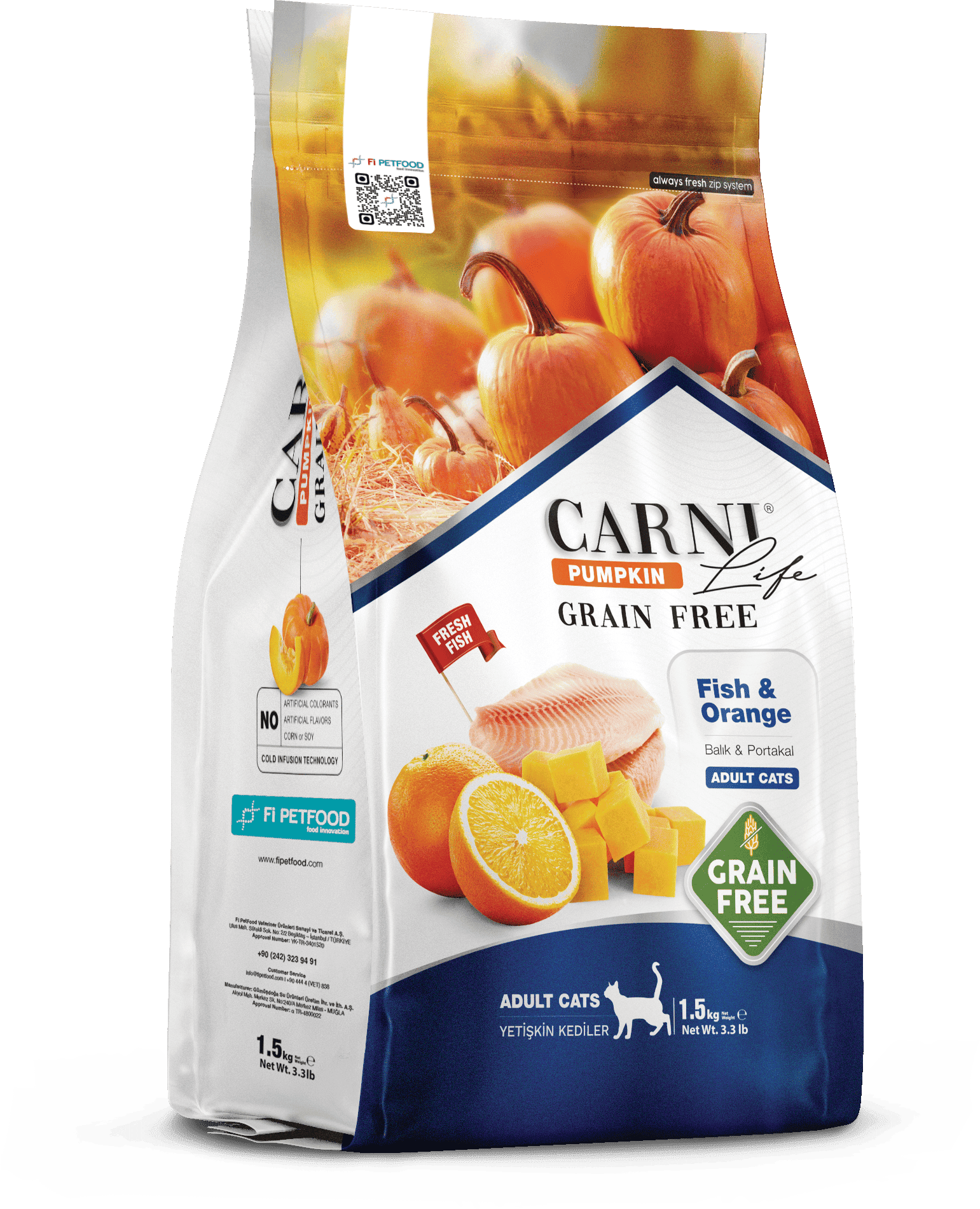 Carni Life Pumpkin Tahılsız Balık&Portakal Yetişkin Kedi Kuru Maması