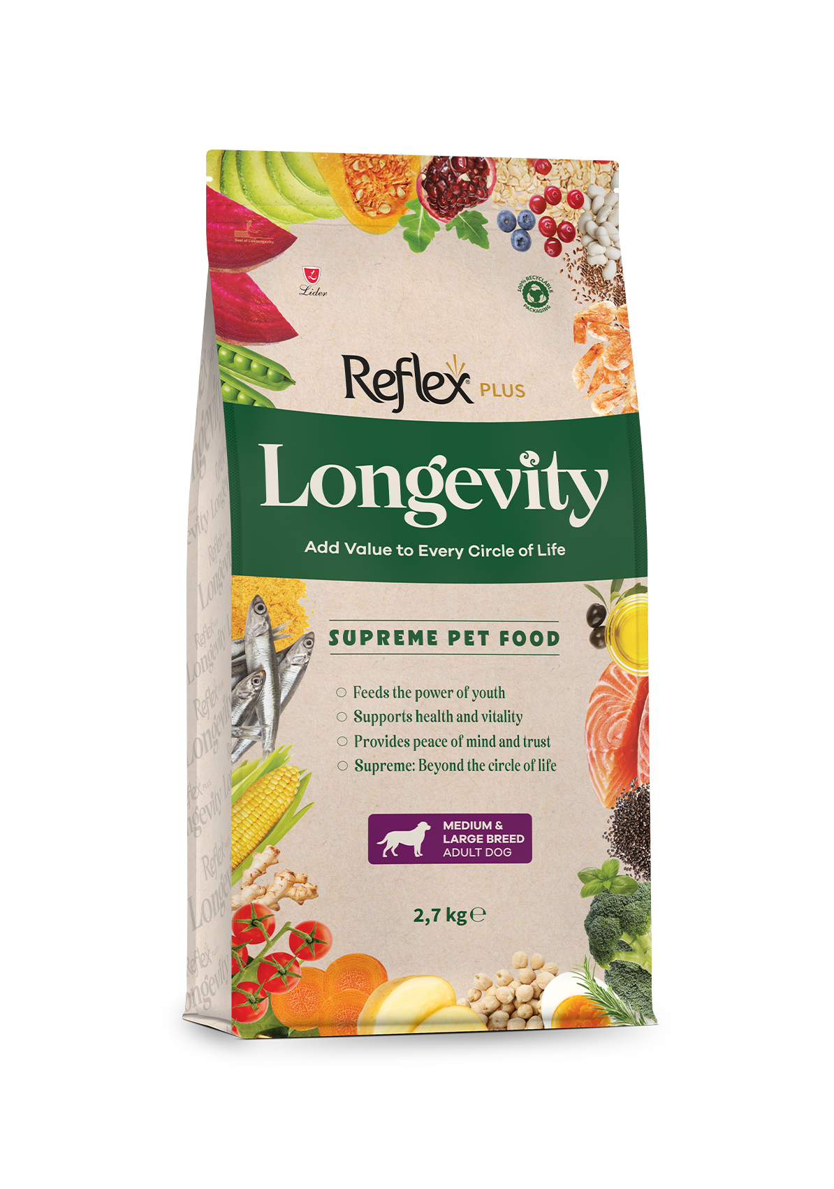 Reflex Plus Longevity Orta ve Büyük Irk Yetişkin Köpek Kuru Maması