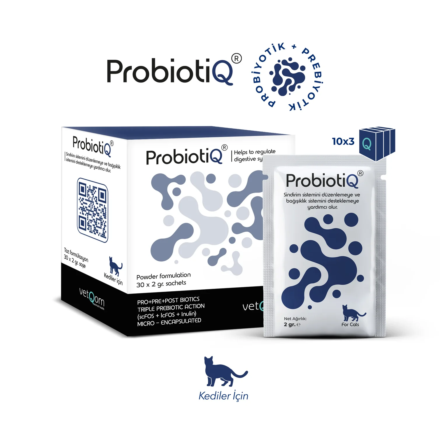 VetQom Kedi ProbiotiQ – Probiyotik + Prebiyotik Kompleks