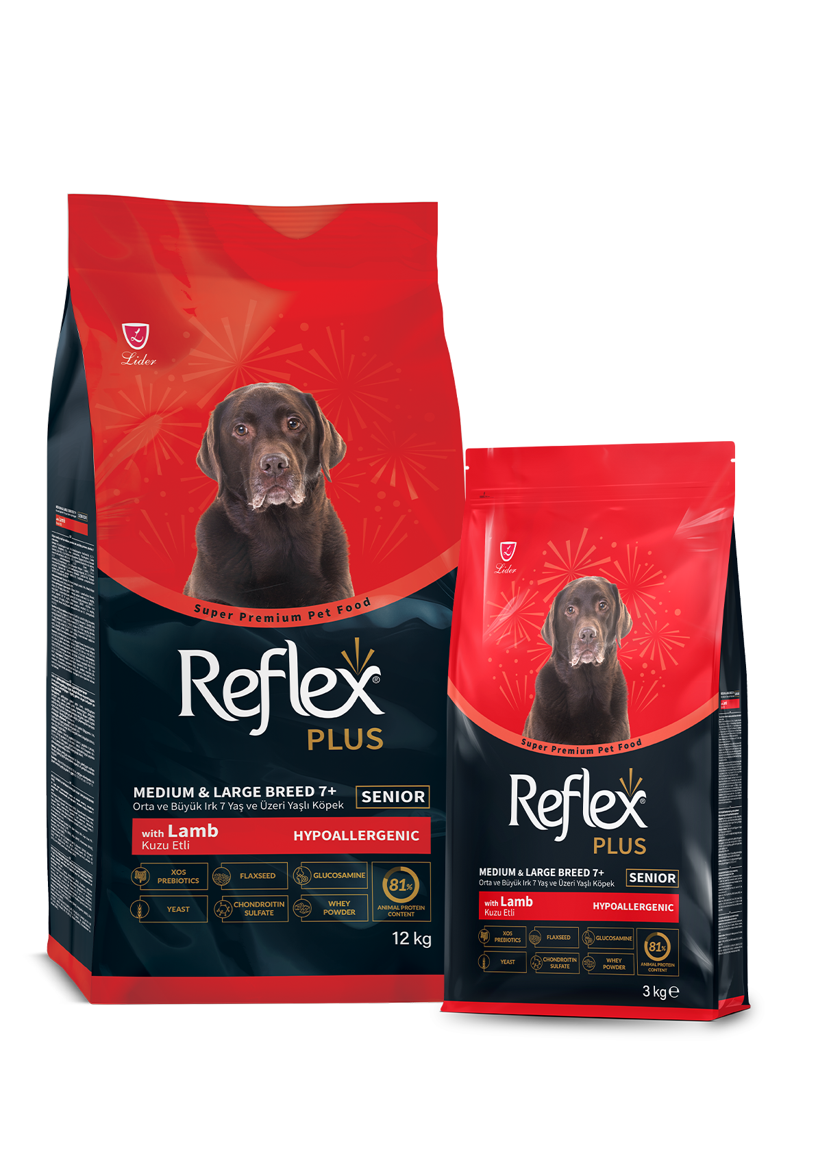 Reflex Plus Kuzu Etli Orta ve Büyük Irk 7 Yaş ve Üzeri Yaşlı Köpek Kuru Maması