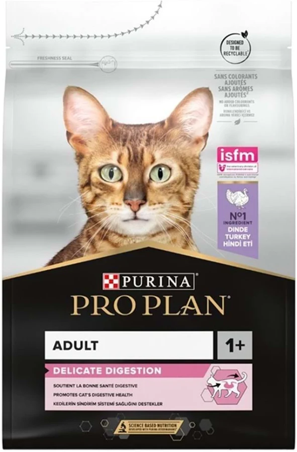 PRO PLAN DELICATE DIGESTION Adult Kuru Kedi Maması, Zengin Hindi Eti İçeriği