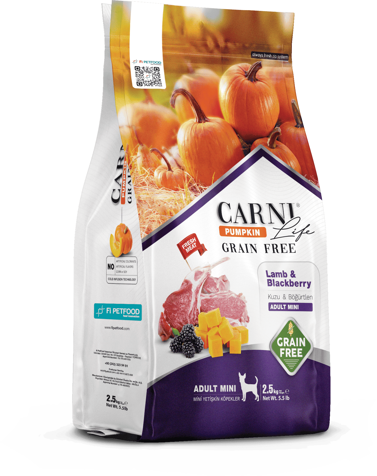 Carni Life Pumpkin Tahılsız Kuzu&Böğürtlen Yetişkin Mini Köpek Kuru Maması