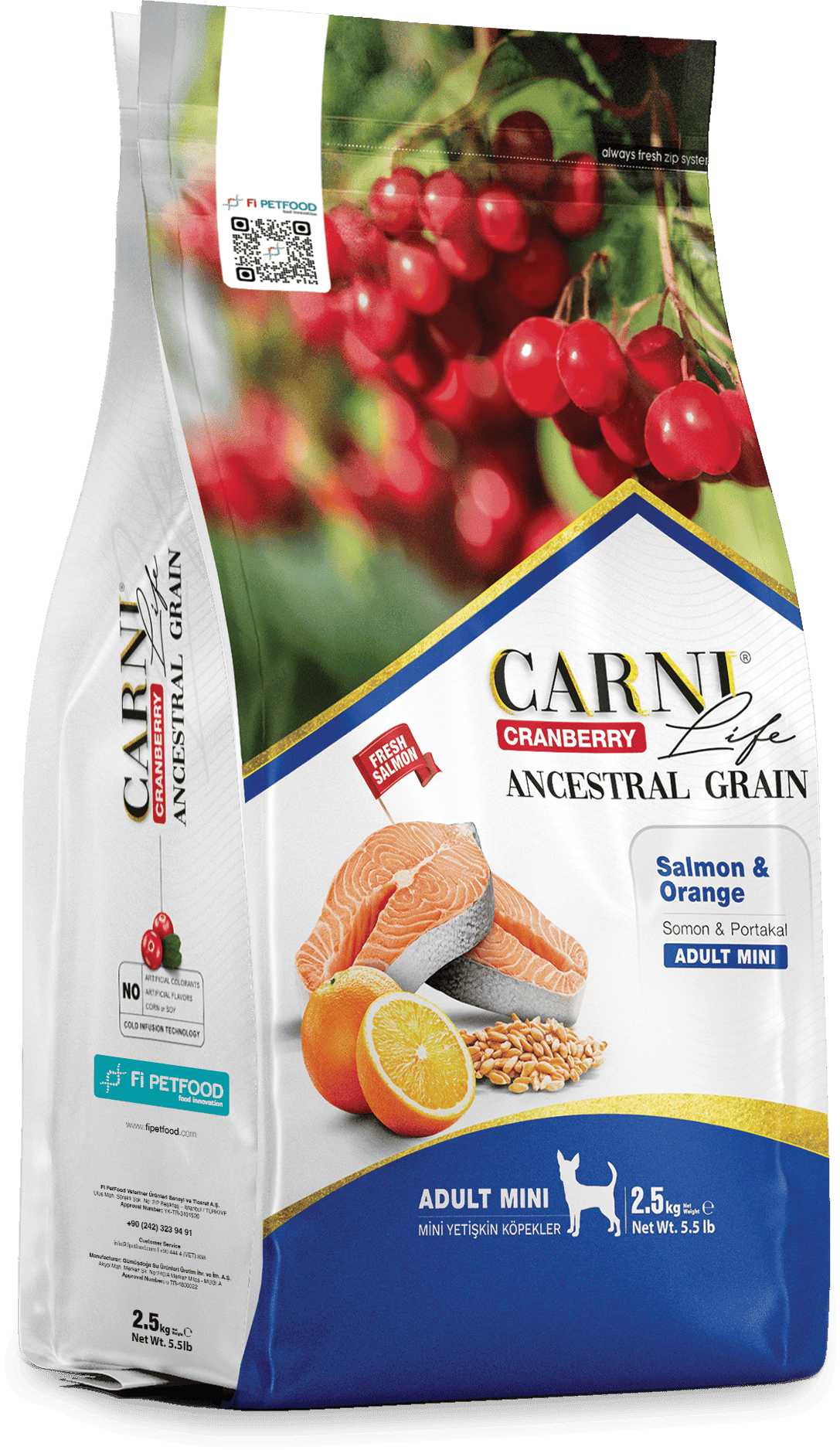 Carni Life Cranberry Ancestral Grain Somon&Portakal Yetişkin Mini Köpek Kuru Maması