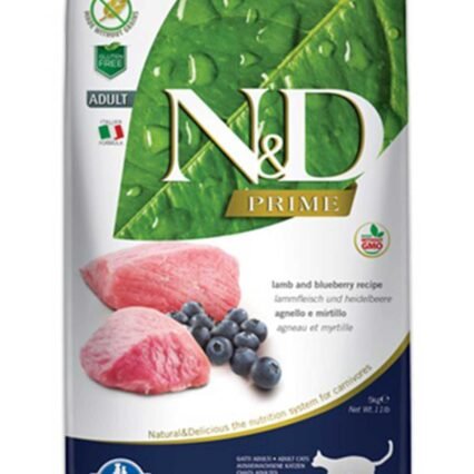 ND Prime Tahılsız Kuzu Eti ve Yaban Mersinli Yetişkin Kedi Maması 10kg