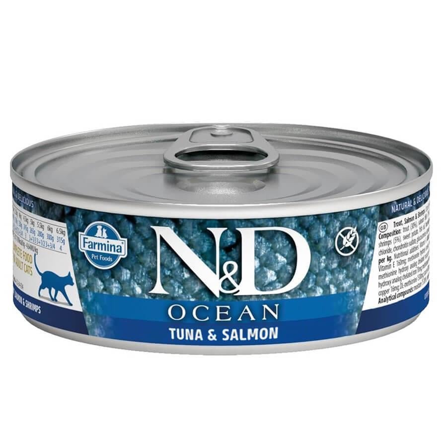 N&D Ocean Ton Balıklı, Kalamarlı ve Karidesli Yetişkin Kedi Konserve Maması (70 g)