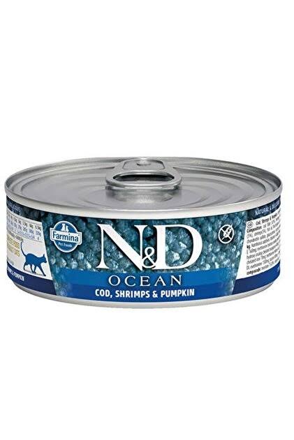 N&D Ocean Ton Balıklı, Morina Balıklı, Karidesli ve Balkabaklı Yavru Kedi Konserve Maması (70 g)