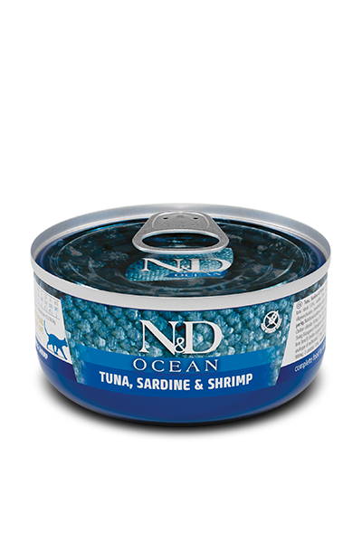 N&D Ocean Ton Balıklı, Sardalyalı ve Karidesli Yetişkin Kedi Konserve Maması (70 g)